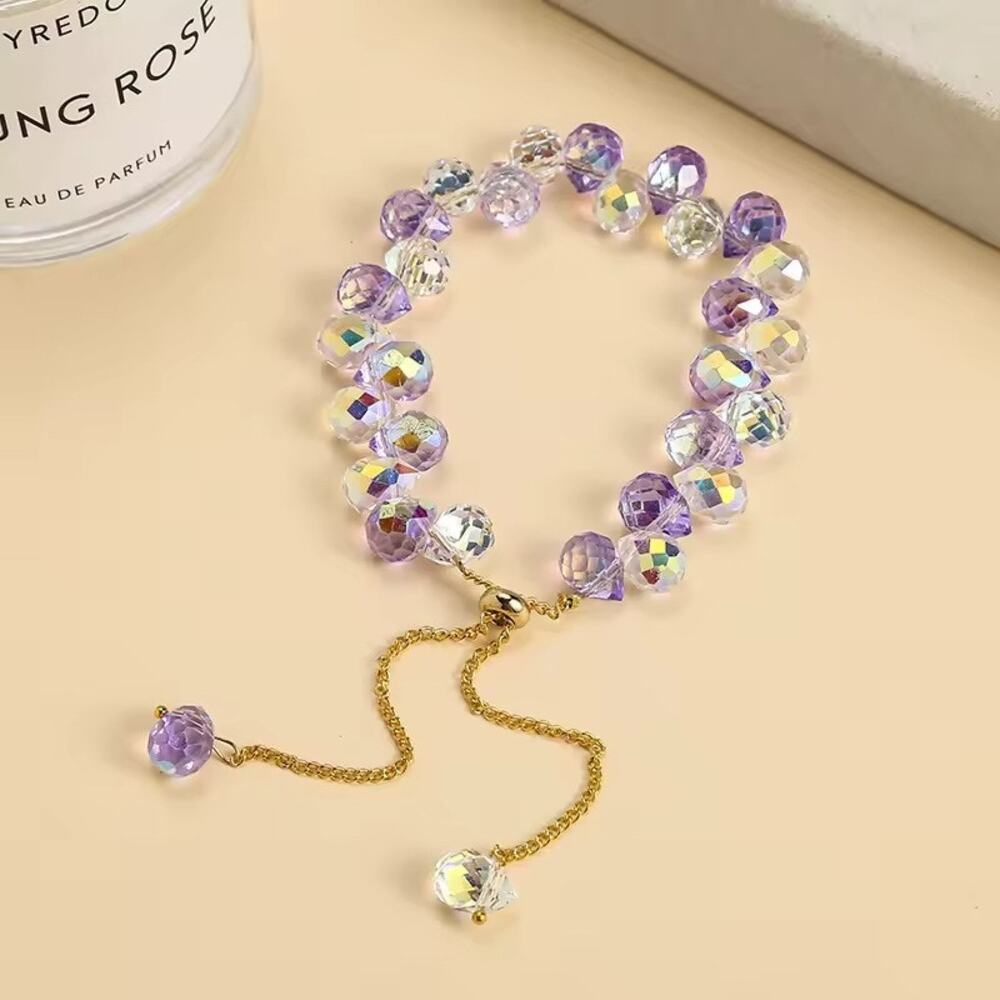 Purple Swarovski Beaded Bracelet